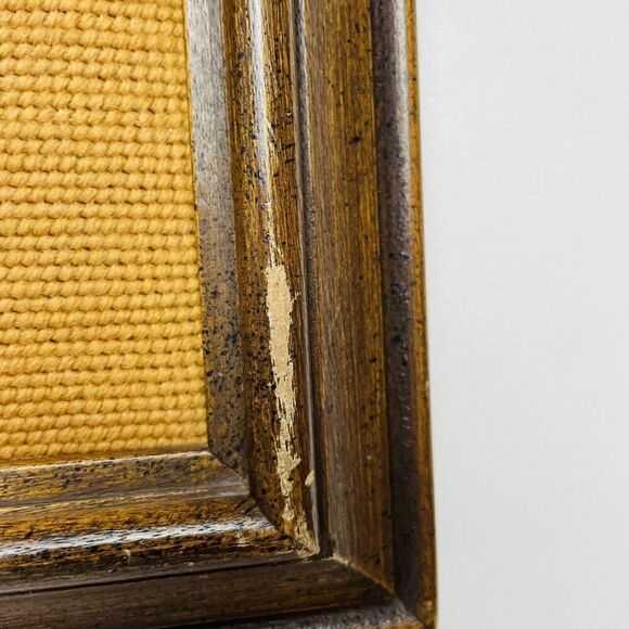 Framed Needlepoint Pig Picture Handstitched Neutral Tones Happy Laying 13.5x16.5 - Picture 5 of 7